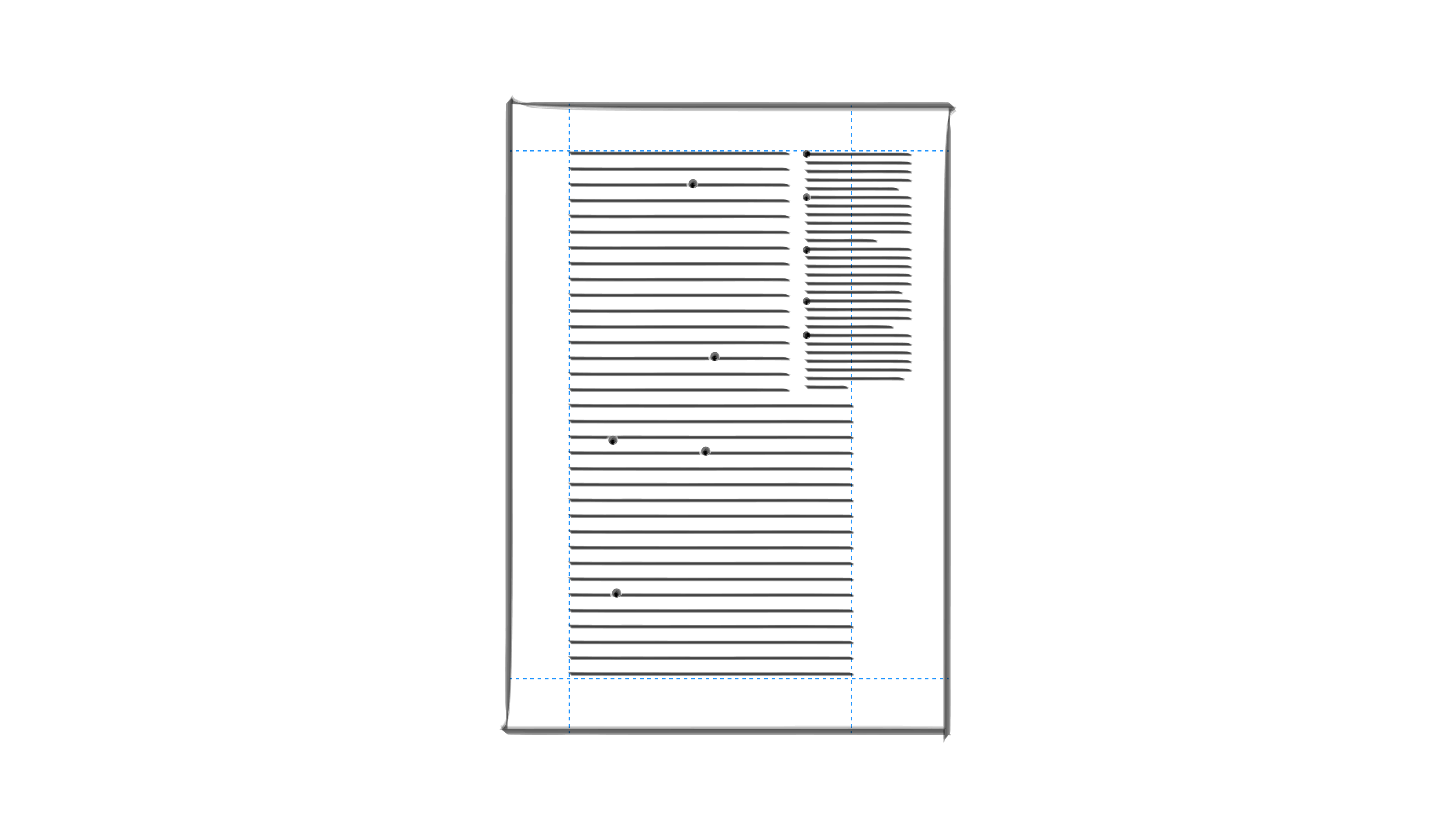 An image of a layout of a page where the margin note is wrapped in the text