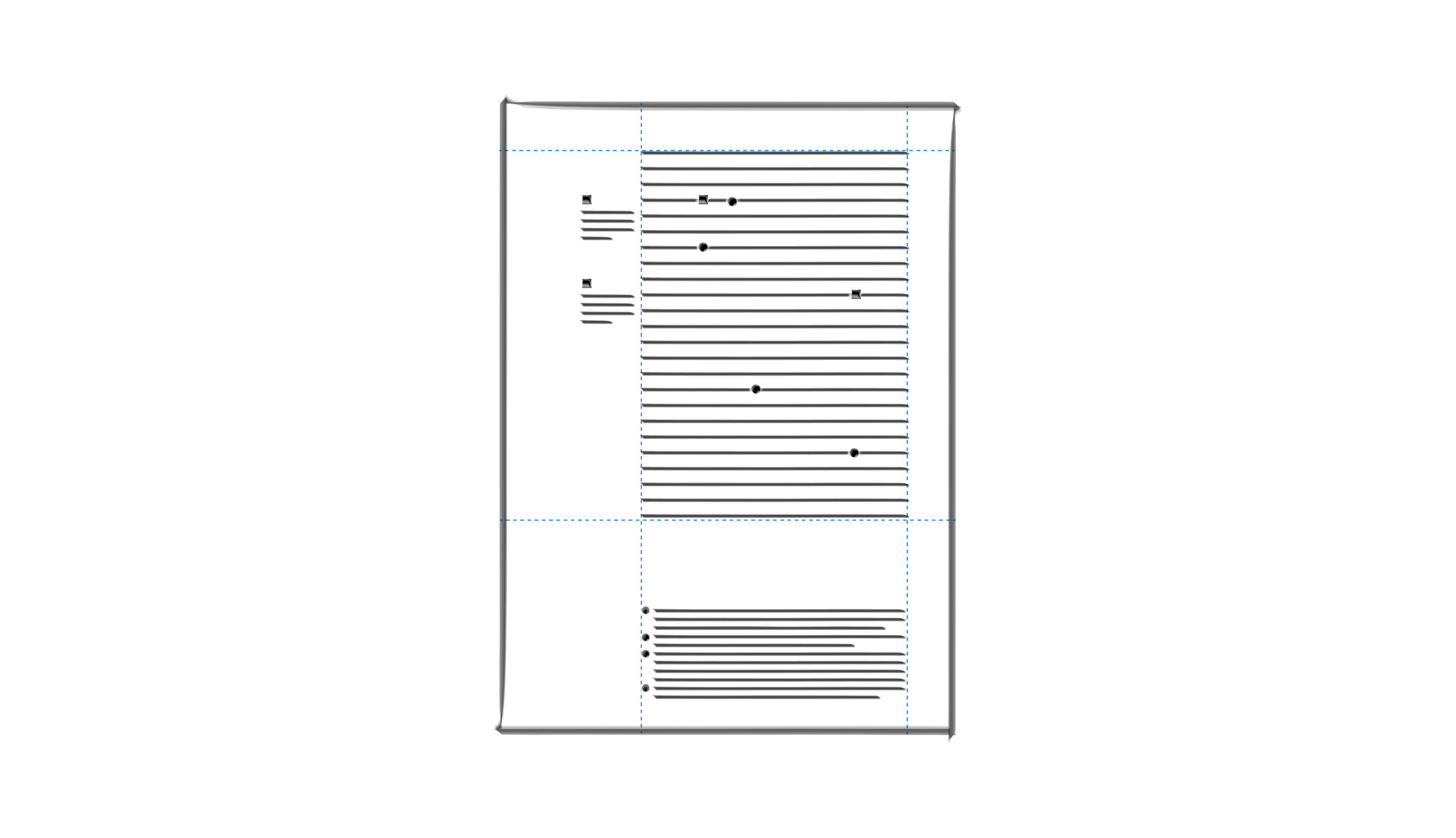 A layout of a page where margin notes and footnotes are together on the page